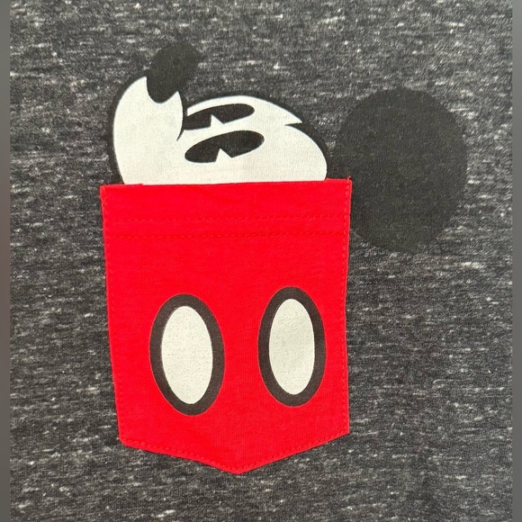 Disney Women’s Gray Mickey Mouse Pocket T-Shirt Size Medium - Picture 2 of 5